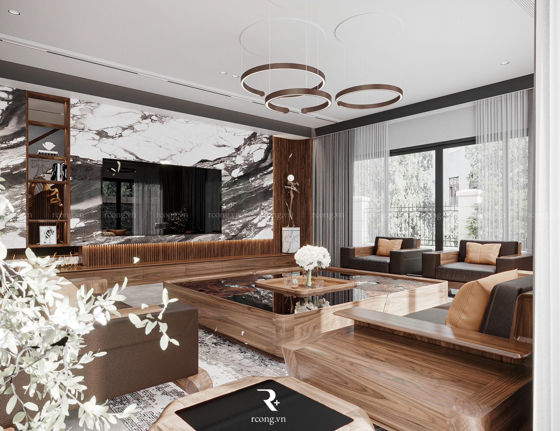 thiết kế nội thất biệt thự lideco phòng khách