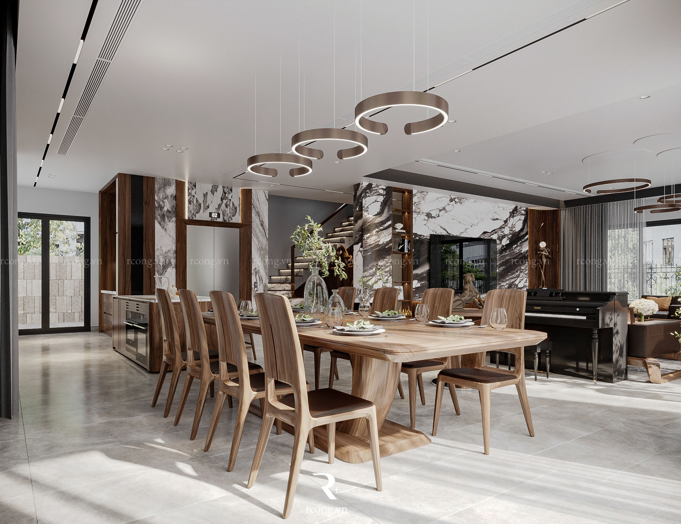 thiết kế nội thất biệt thự lideco phòng ăn