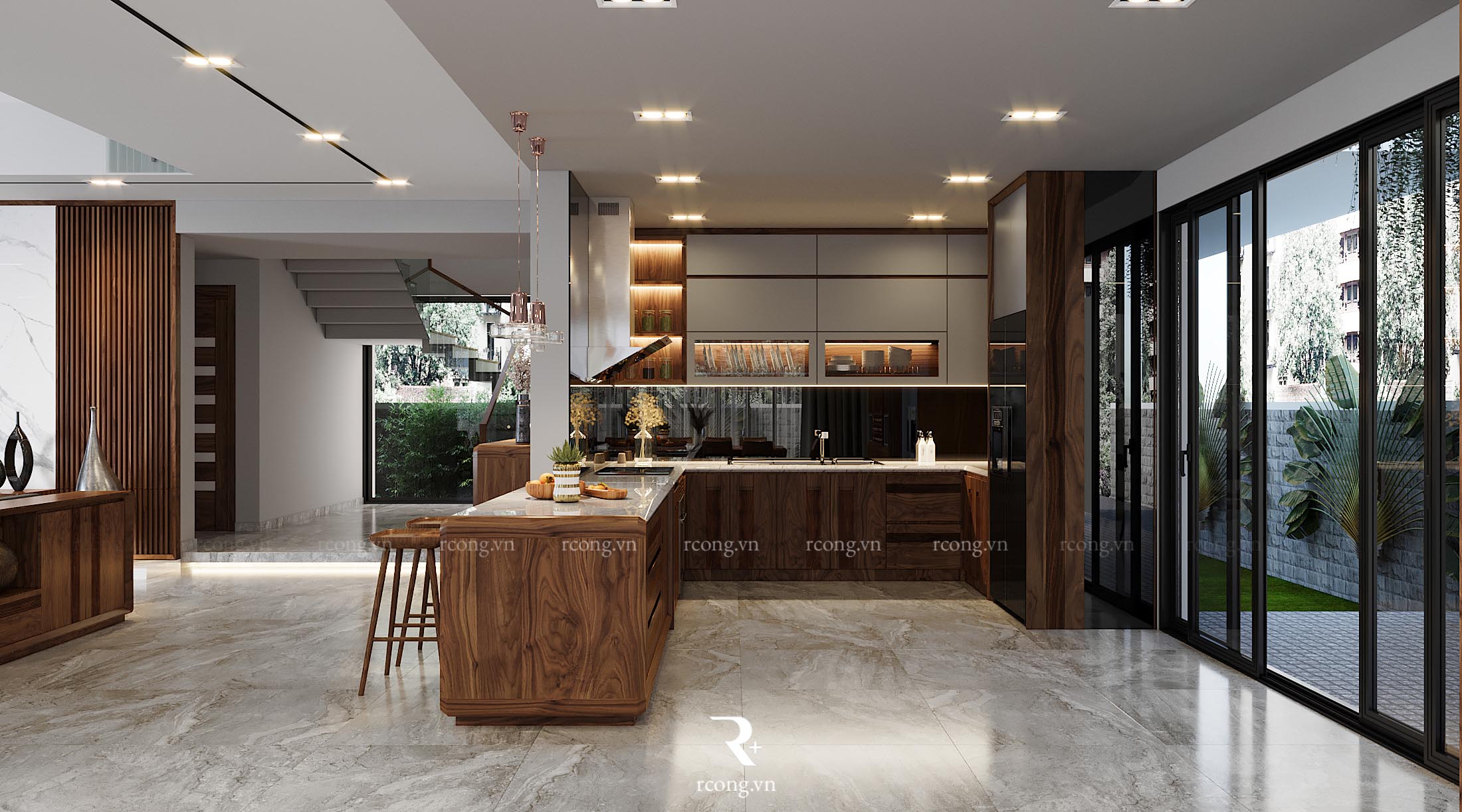 Khu vực bếp tích hợp tiện nghi hiện đại