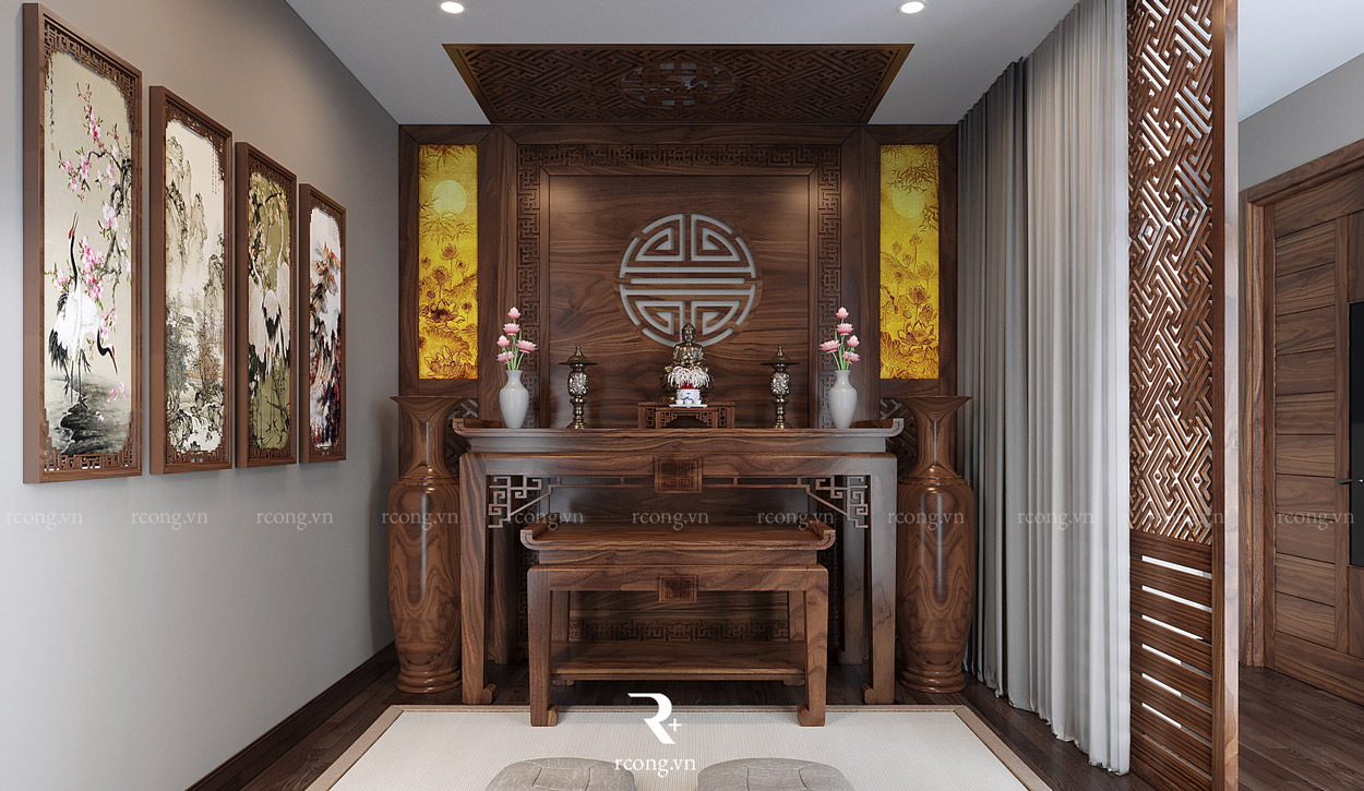 Bàn thờ gỗ óc chó
