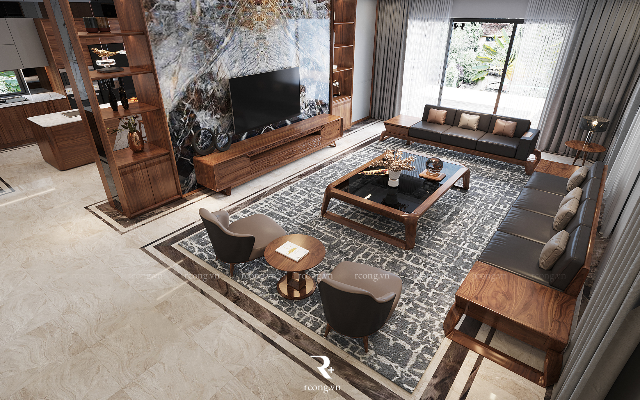 sofa gỗ óc chó 3