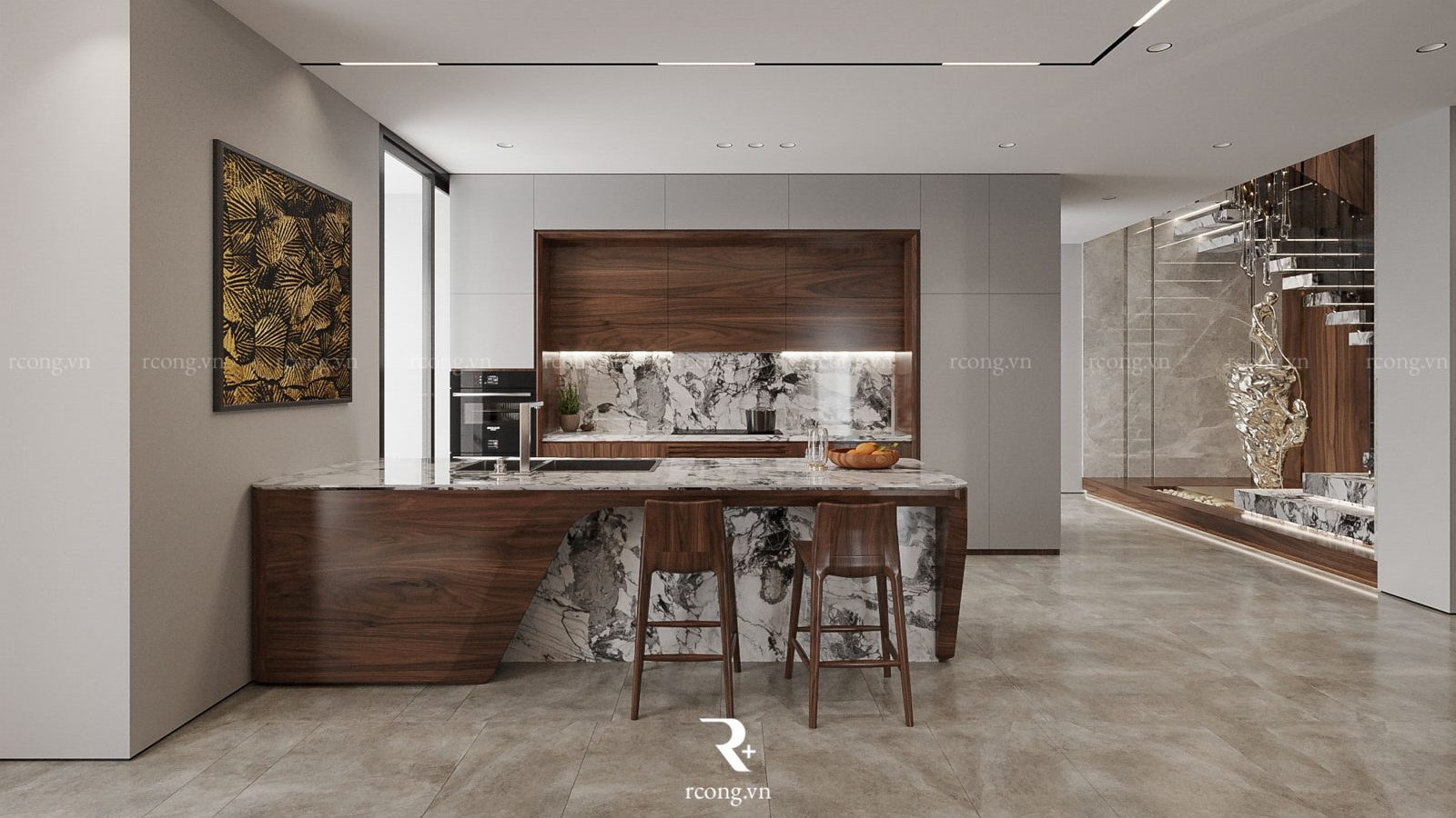 tủ bếp gỗ óc chó