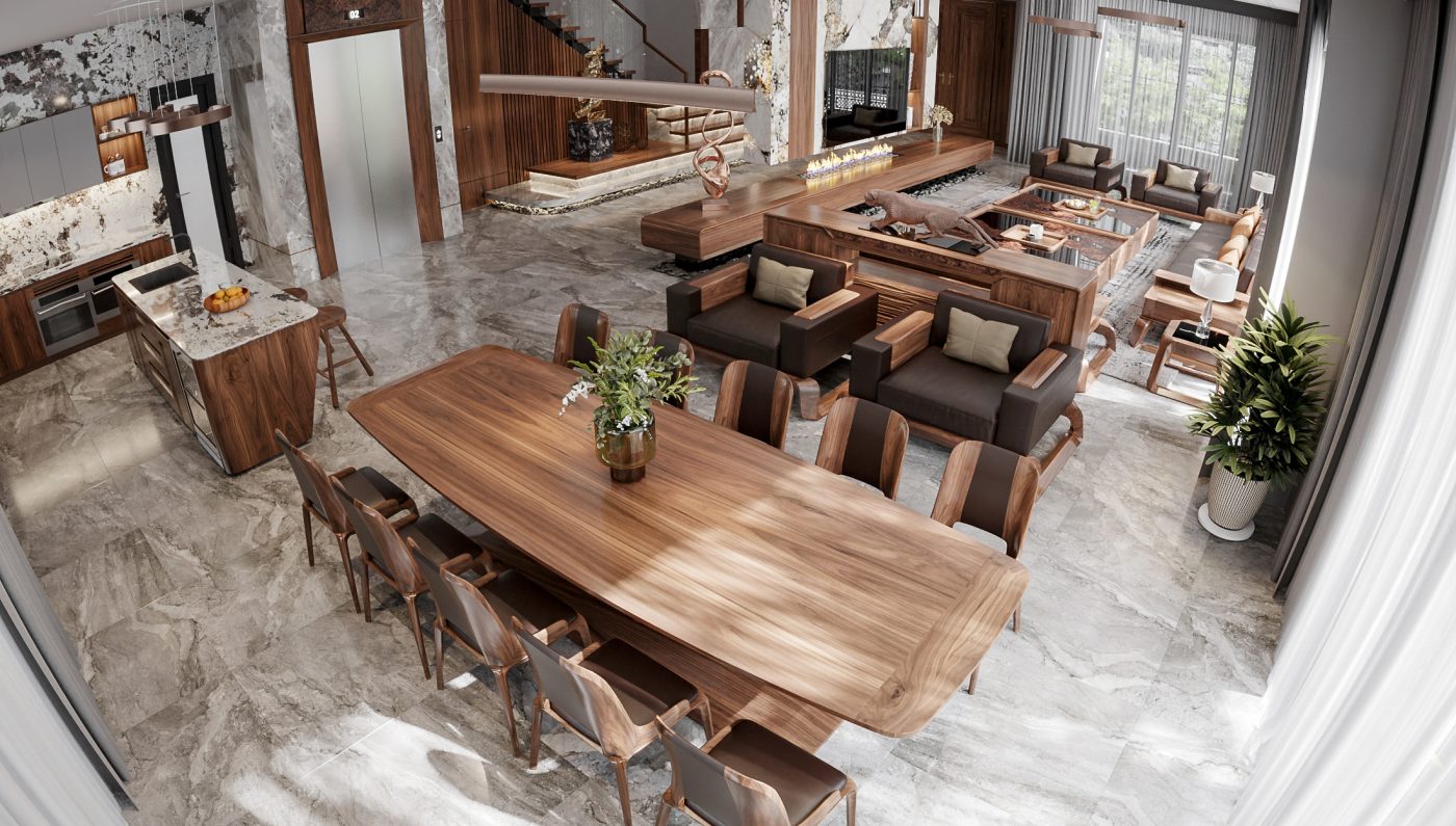 thiết kế nội thất không gian sang trọng