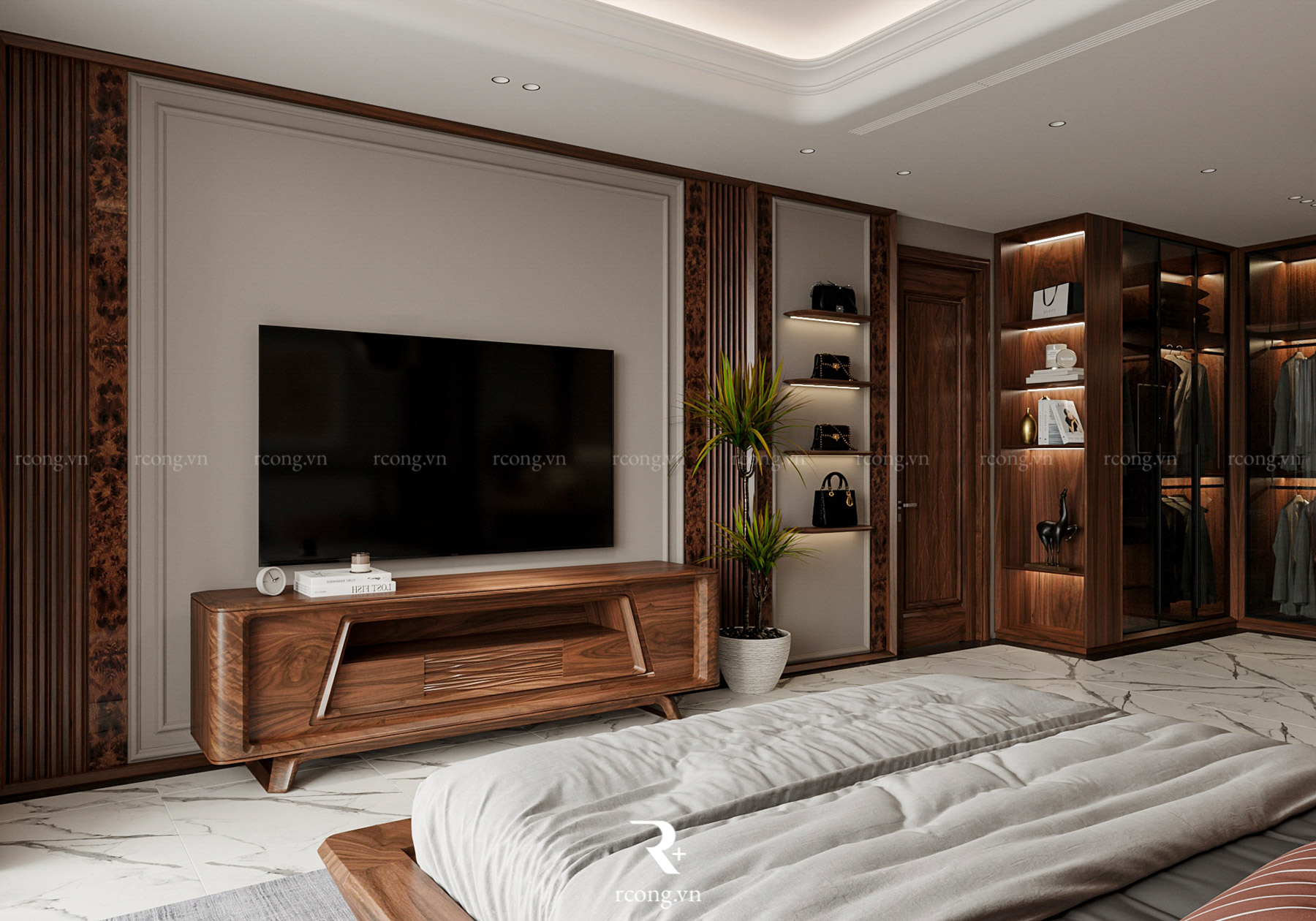 thiết kế nội thất chung cư BGR Lê Văn Lương - Mr Quang - Phòng ngủ vip (1)