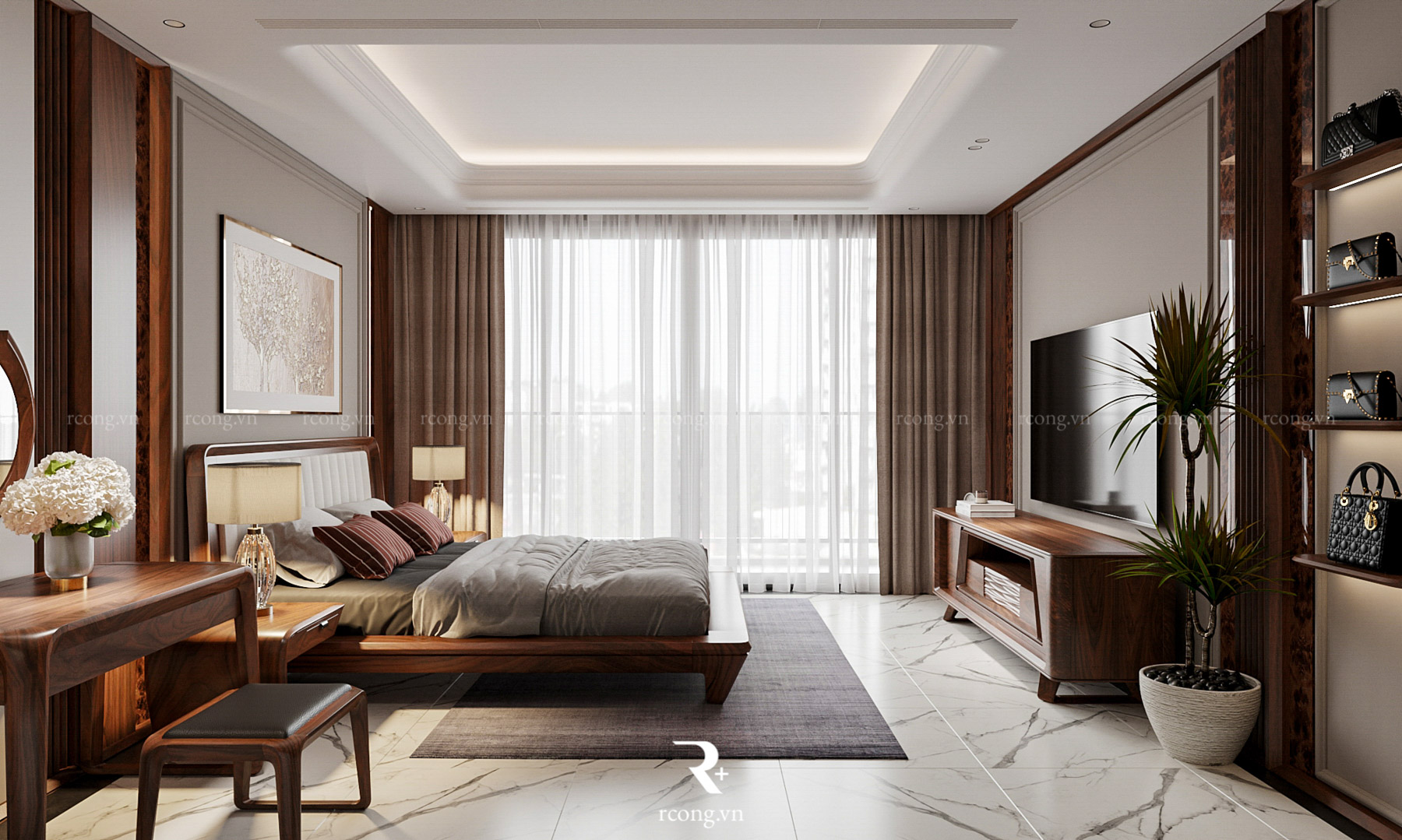 thiết kế nội thất chung cư BGR Lê Văn Lương - Mr Quang - Phòng ngủ vip (1)